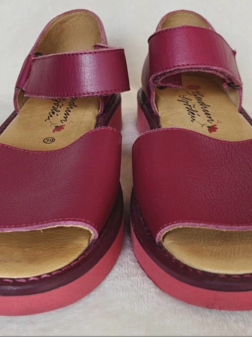 Gudrun Sjöden Sweet Berry Leather Sandals with Coral Pink Soles - Picture 4 of 9